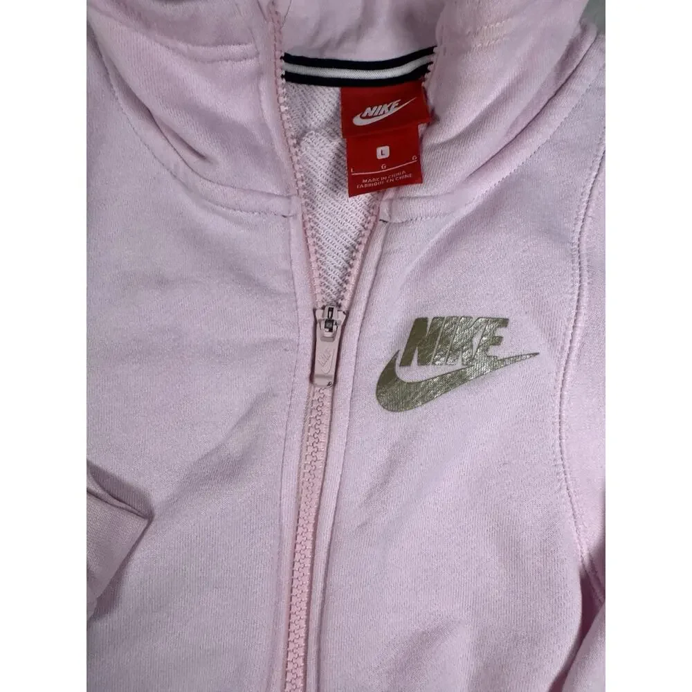 Nike Girls Full Zip Hoodie Large Pink Sweatshirt